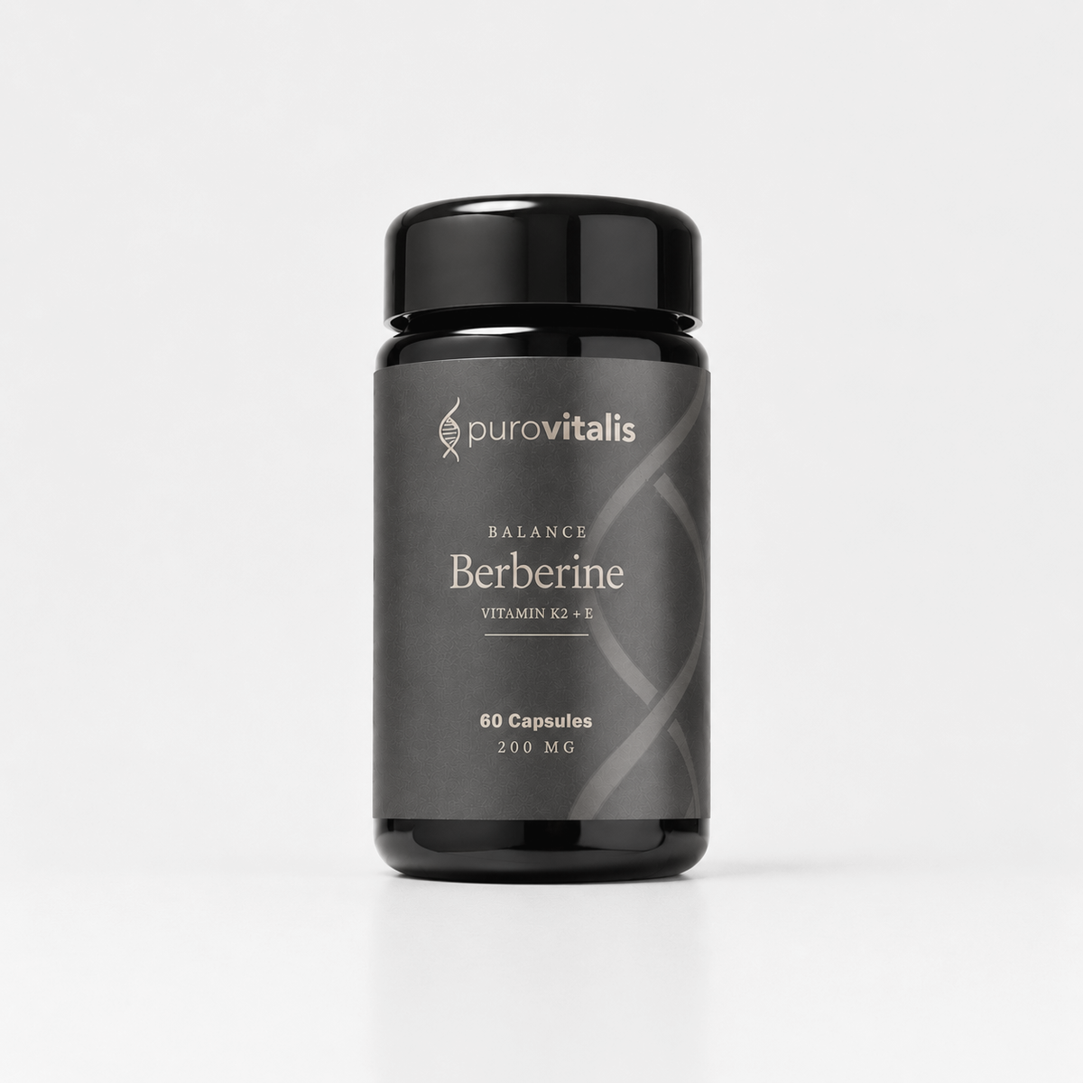 Purovitalis Berberine supplement bottle on a light gray background